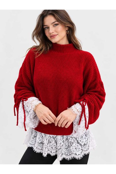 ASEZ BUTİK ZERAFETİN ADRESİ Asez Boutique Women's Half Turtleneck Lace Detail...