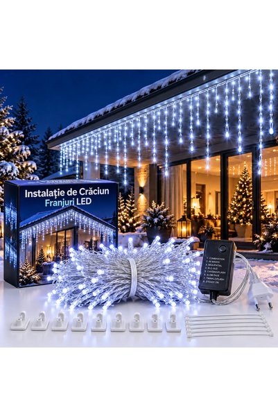 Infiniteea ™   Lumini de Crăciun tip țurțuri, 6 metri, alb rece, 300 LED-uri,...