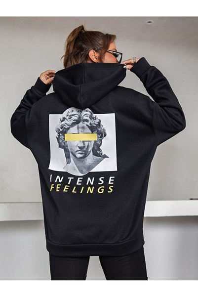 Vordevia Intense Feelings Printed Cotton 3 Thread Threaded Oversize Sweatshirt