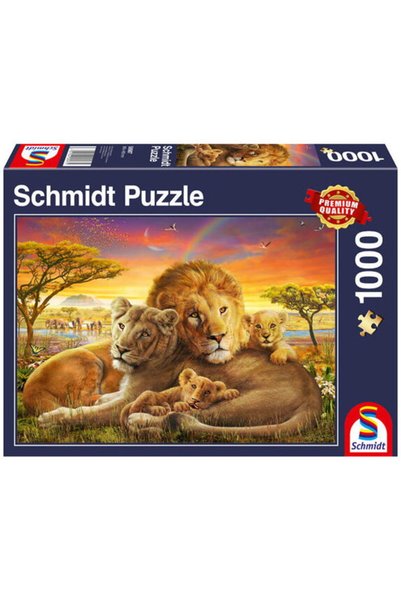 Schmidt Puzzle: Family of Lions Hugging, 1000 pieces