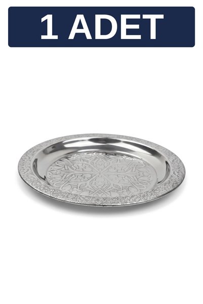 Binbir Trend 18 cm Otantik Desenli Krom Çelik Meze ve Servis Tabağı