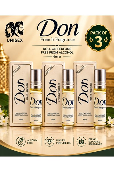 Don French Fragrance, Alcohol-Free, Combo Pack of 3 x 6ml