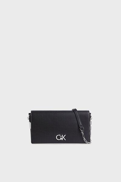 Calvin Klein Women's Black Shoulder Bag with Brand Logo, Suitable for Daily Use