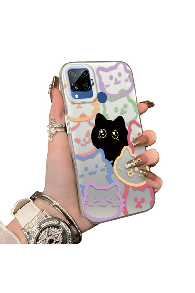 CHICASELUX حافظة هاتف متوافقة مع Realme C15/C25/C25S ذات شكل قطة ملونة، حافظة...