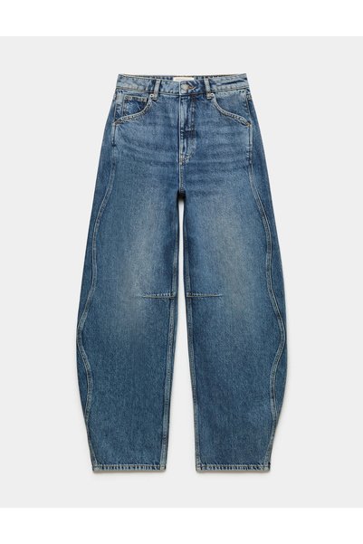 Marks & Spencer Yüksek Bel Dikiş Detaylı Barrel Paça Jean