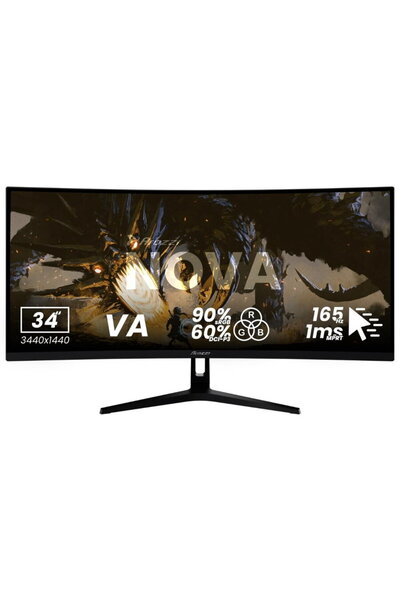 Arozzi Monitor Gaming VA LED Nova 34T2K165, 34 inch, UWQHD 3440 x 1440 pixeli...