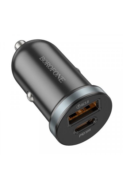 Borofone Incarcator Auto BZ22 Scenery, 30W, 3A, 1 x USB-A - 1 x USB-C, Negru