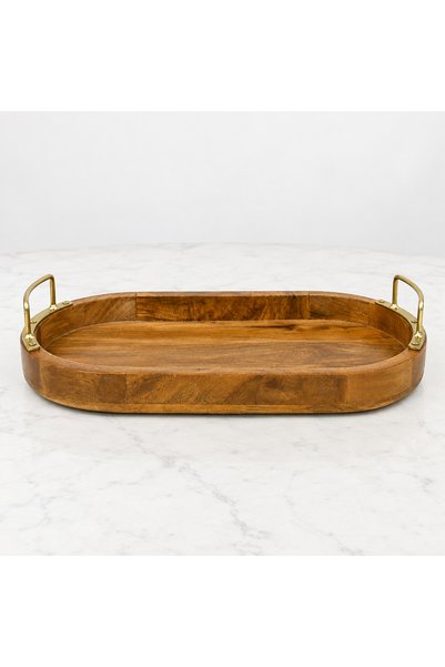 Crafted by Lifestyle صينية تقديم من خشب المانجو مع مقابض - 31.5×37.5 سم