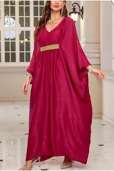 YouKD Summer Long Kaftan Dress Bohemian Roomy Beach Robe Cover Up Plus Size Dress for Women