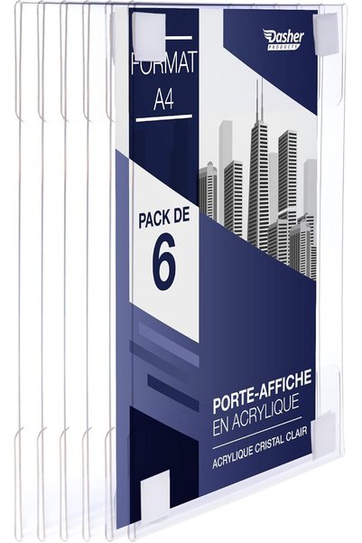 Generic حامل لافتات أكريليك مع لاصق خطاف وحلقة، مقاس A4 عمودي أو أفقي، إطار ش...