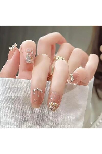 Yelajoy 24 Pcs Press on Nails Short, Fashion Fake Nails With Glue, Glossy Gli...