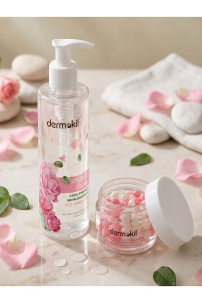 Dermokil CANLANDIRICI VE NEMLENDİRİCİ GÜL SUYU YÜZ TEMİZLEME JELİ 200ML VE KA...