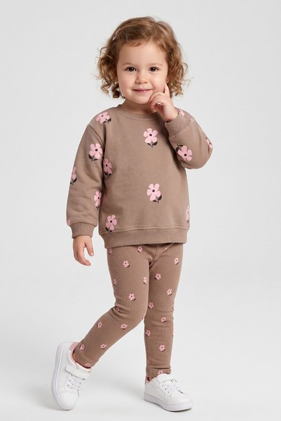 HAUSEkids 1-4 Yaş Stella Daisy Kız Çocuk Takım-Mocca