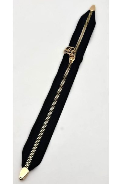 angel çanta aksesuar Siyah Renk Stoplu Fermuar Light Gold Metal 35 Cm