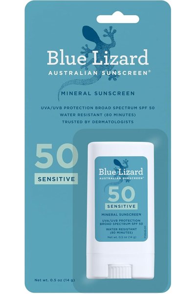 Blue Lizard واقي شمس معدني للبشرة الحساسة مع أكسيد الزنك، عامل حماية 50+، مقا...