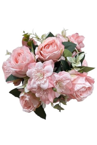 Toybox Pink Lifelike Artificial Roses Bouquet for Wedding & Home Decoration