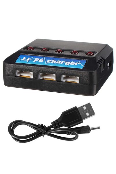 Powermaster PM-29139 Siyah 3.7V 1S USB 5İn1 Lityum Polimer (Li-Po) Pil Batarya Şarj Cihazı