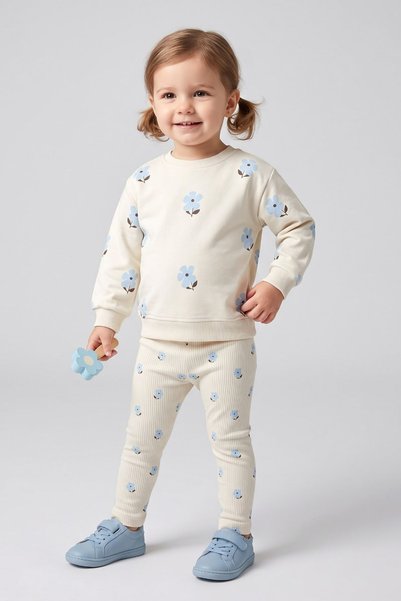 HAUSEkids 1-4 Yaş Stella Daisy Kız Çocuk Takım-Ekru
