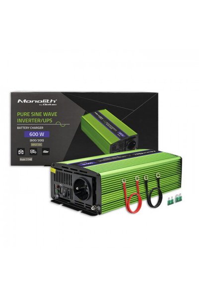 Qoltec Invertor de tensiune Monolith, 51940, 300W, Unda sinusoidala pura, fun...