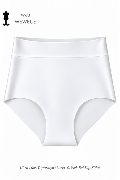 Weweus White Seamless Laser Cut High Waist Slip Panties