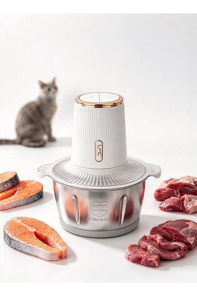 LAC Chopper Electric Meat Grinder, Stainless Steel Bowl Mini Food Processor for BARF Raw Diet, Small Electric Mincer for Dog & Cat Homemade Meals
