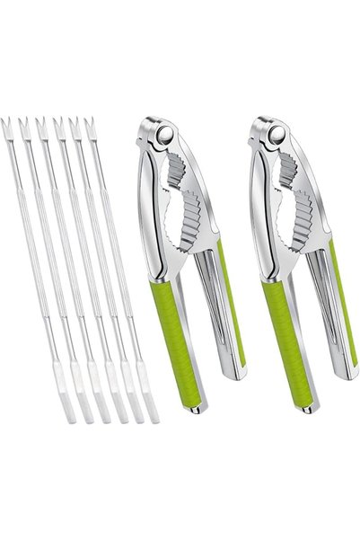 SYOSI 8 Pcs Stainless Steel Nut and Seafood Tool Set, Includes 2 Non Slip Cra...