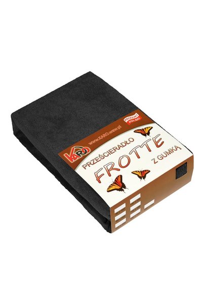 Karo Cearceaf de pat Karo, frotir, 90x200cm, negru, 200g/m2
