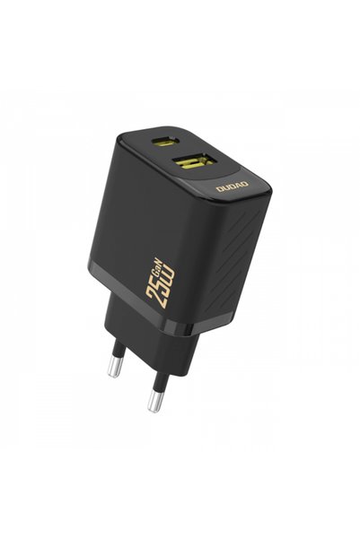 DUDAO A26T Wall Charger, 25W, 3A, 1 x USB-A - 1 x USB-C, Black