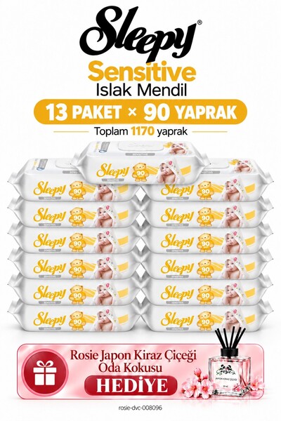 Sleepy Sensitive Islak Mendil 13 lü Mega Set 90 Yaprak - Rosie Oda Kokusu Hediyeli