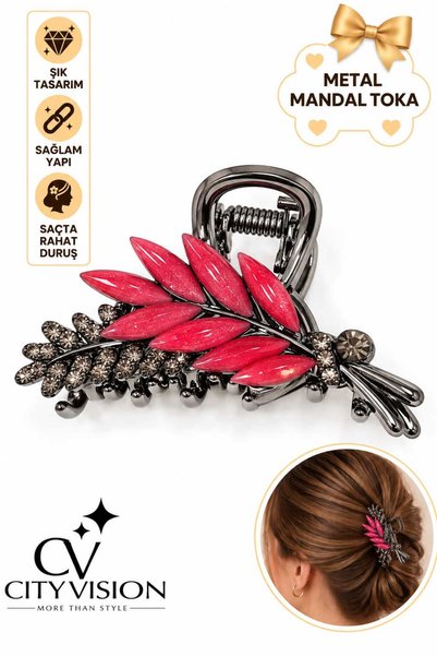 cityvision Leaf Model Black Red Color Metal Latch Buckle - Medium Size - Styl...