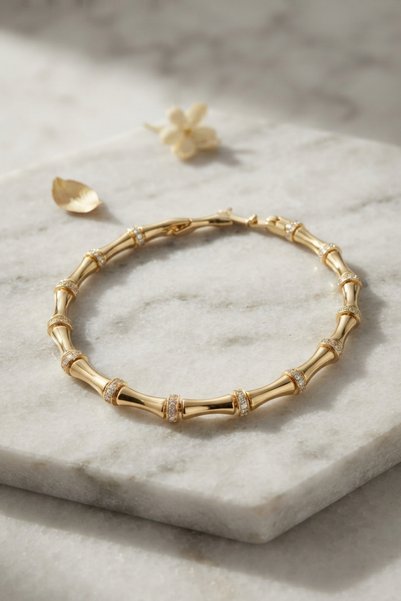 Mega Bazaar Gold color bone model zircon stone women's bracelet