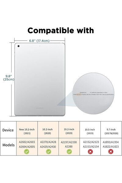 CACOE Husă pentru iPad generația a 9-a/a 8-a/a 7-a cu suport pentru creion 10.2 inch