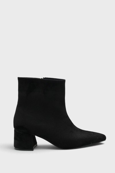 MODAADAM Women's Zenit Short Heeled Zippered Boots - Black Suede
