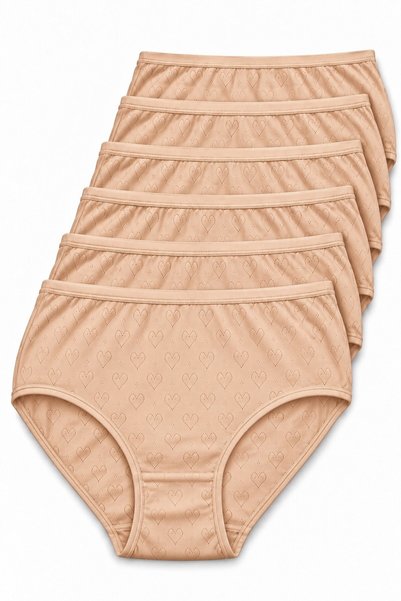 REN Women's 6-Pack High Waist Bato Panties with Heart Pattern and Openwork De...