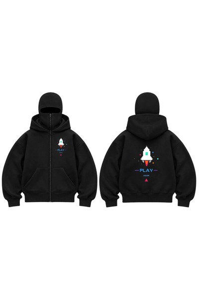 Toum Snow Masked Balaclava Cartoon Printed Ninja Kids Hoodie Sweatshirt