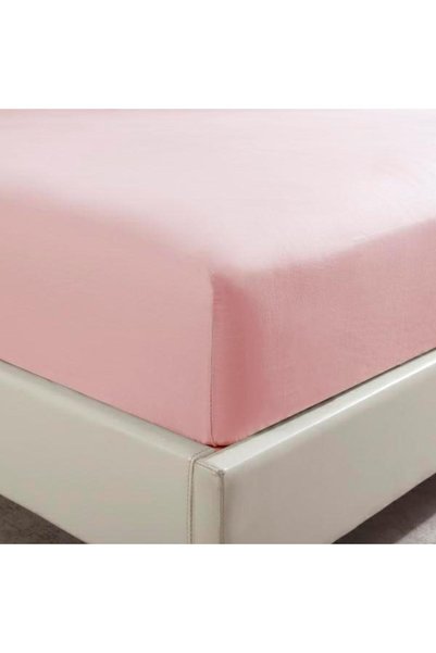 Nitki Cearceaf cu elastic, 120x200+30cm, bumbac satinat, pudra, set