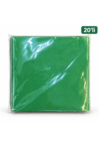 Düz Yeşil Kağıt Peçete 20'li Parti Malzemesi