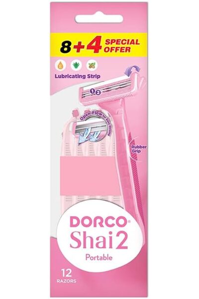 Dorco Shai2 Portable Disposable Razors for Women 12-Pieces