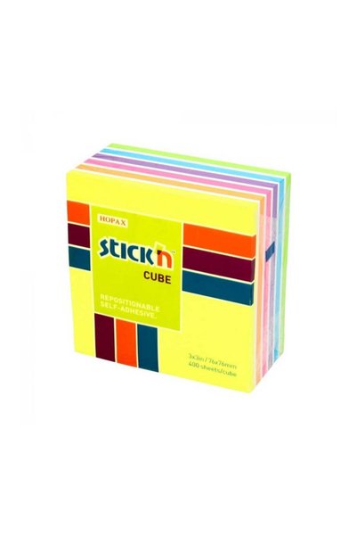 Stickn Αυτοκόλλητα Σημειωματάρια Sticκ'n Rainbow 76X76 Cube 400 Φύλλα 21539
