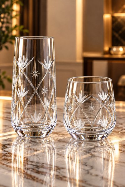 sglass 6 Kişilik 12 Parça Sevgi El Dekor Su Takımı, Bardak Seti