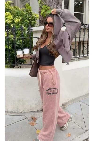 DENİKK TREND ÖZEL TASARIM 3 İPLİK OVERSIZE BEL PAÇA LASTİKLİ AYARLANABİLİR PALAZZO EŞOFMAN ALTI-TREND SPECIAL DESIGN OVERSIZE ELASTIC WAIST AND HEM ADJUSTABLE PALAZZO TRACK PANTS -