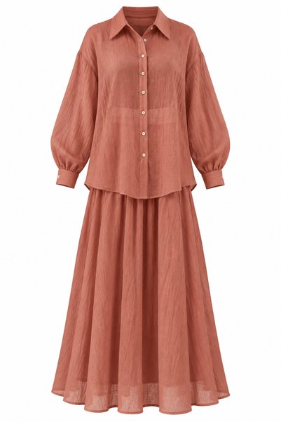 My Blog Tile Crinkle Model Shirt Skirt Set - 2Y51159