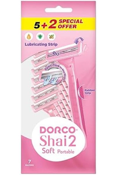 Dorco شفرات حلاقة ناعمة محمولة للاستخدام مرة واحدة للنساء من شاي2 - 7 قطع