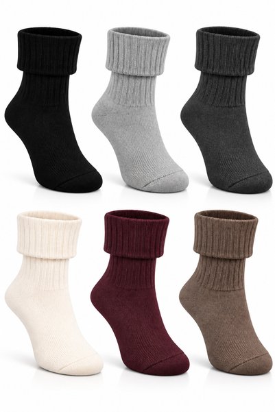 İkonik Socks Women's Set of 6 Winter Wool Colored Socks