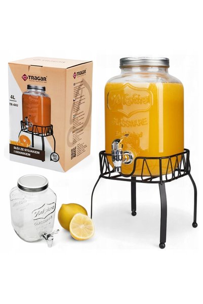 Tragar Dozator cu robinet și suporturi, 4L, pentru limonadă și suc.