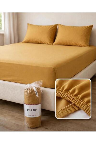 Clasy 100% Cotton Ranforce Fabric King Size Elastic Bed Sheet Set 180X200 Cm+...