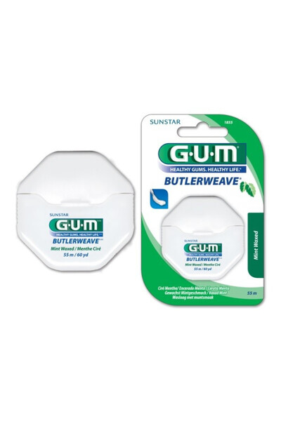 GUM Ață dentară Butlerweave, cerată, cu aromă de mentă, 55 m