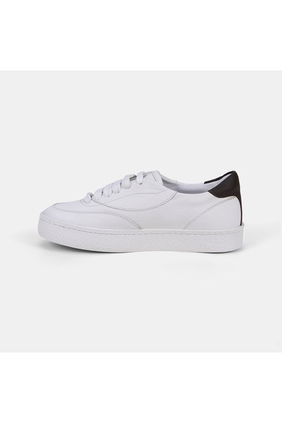 Desa Kadın Beyaz Bağcıklı Siyah Bilek Detaylı Deri Sneaker