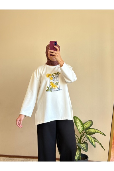 ELORİA H.A.Y Limonata Baskılı Oversize Sweatshirt