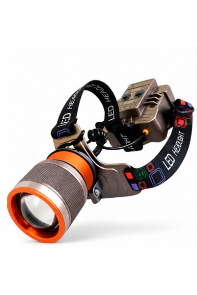 XL Lanternă frontală LED profesională WH 2304, puternică, cu zoom reglabil